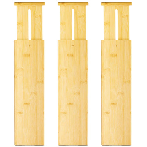 VaeFae bamboo drawer dividers, 4 inch high, extendable to fit 16.6–21.8 inches, ideal for clothes drawers