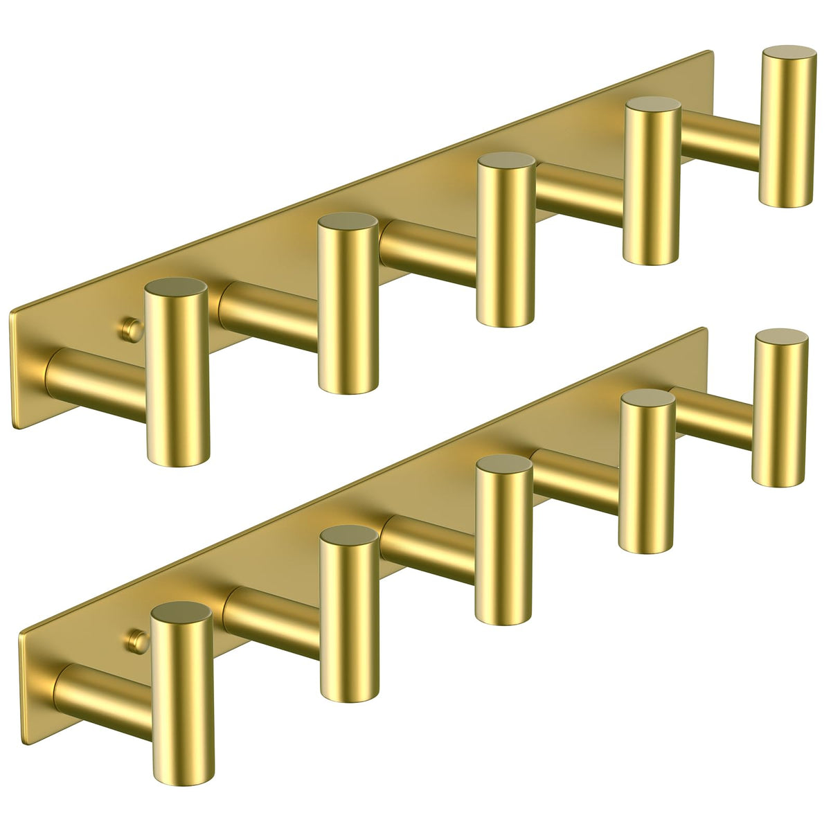 VAEHOLD hat and coat wall mount rack in gold with five hooks for organized entryways.