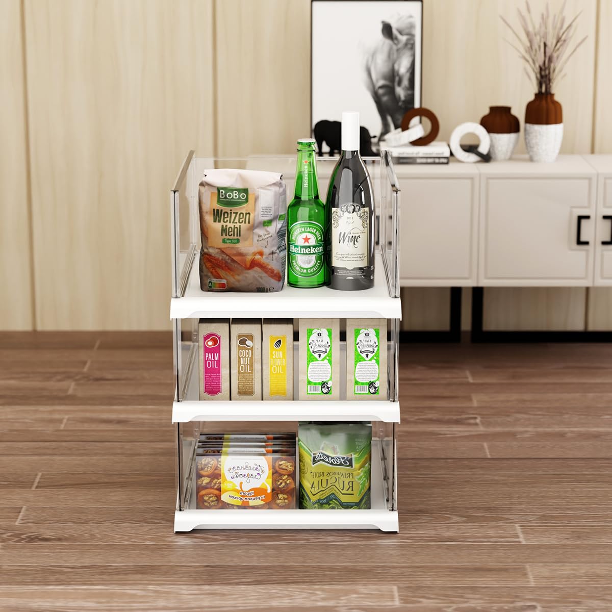 Foldable and stackable Vaela closet shelves saving space