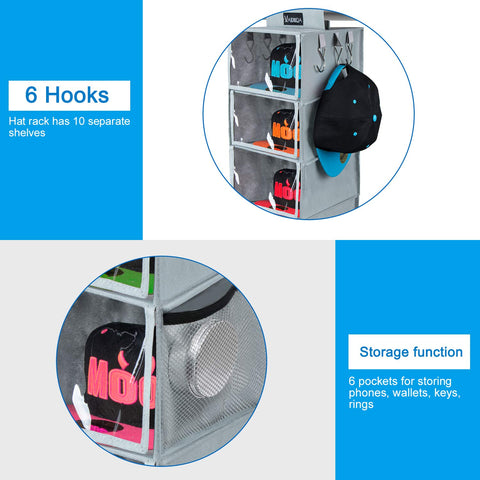 VAESIDA hat rack with foldable design saves closet space.
