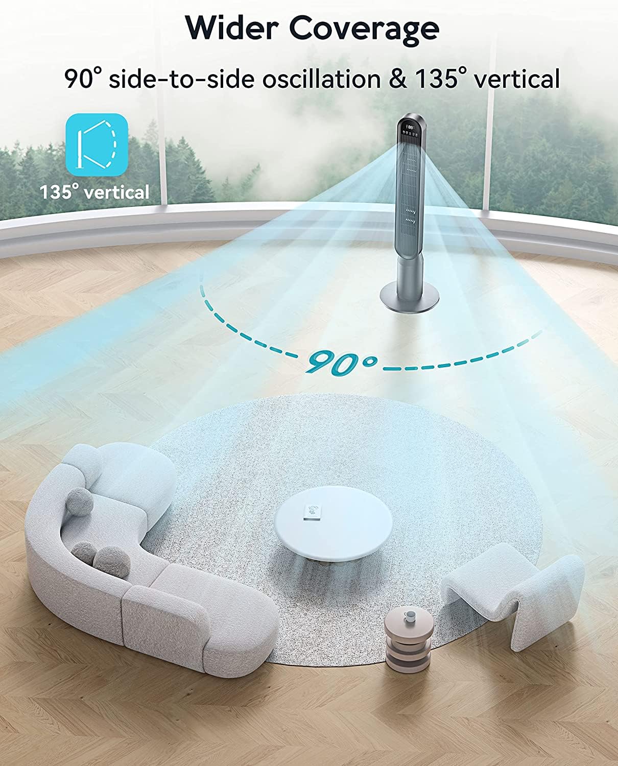 VAGKRI 90° oscillation covers a wider area for shared spaces.