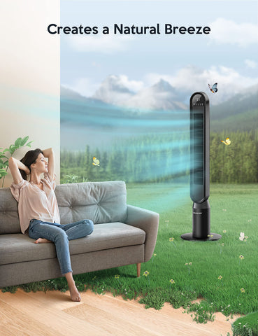 VAGKRI tower fan with remote control for easy operation.