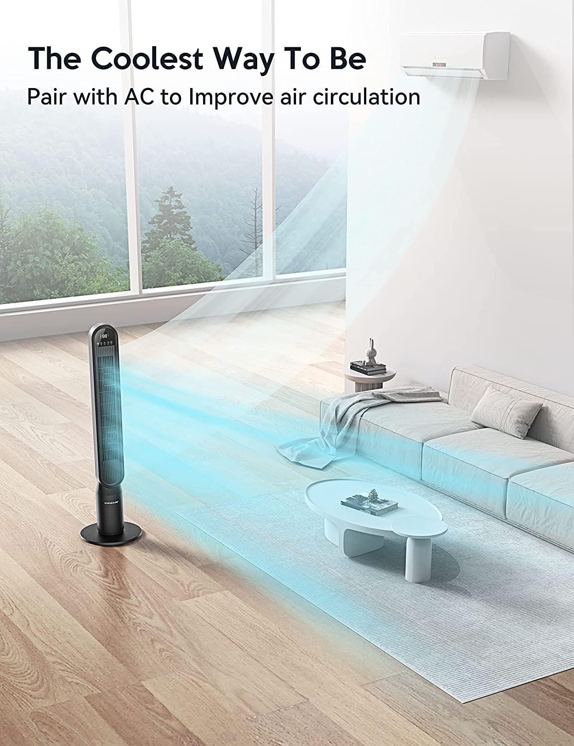 VAGKRI ETL-listed tower fan designed for safe indoor use.