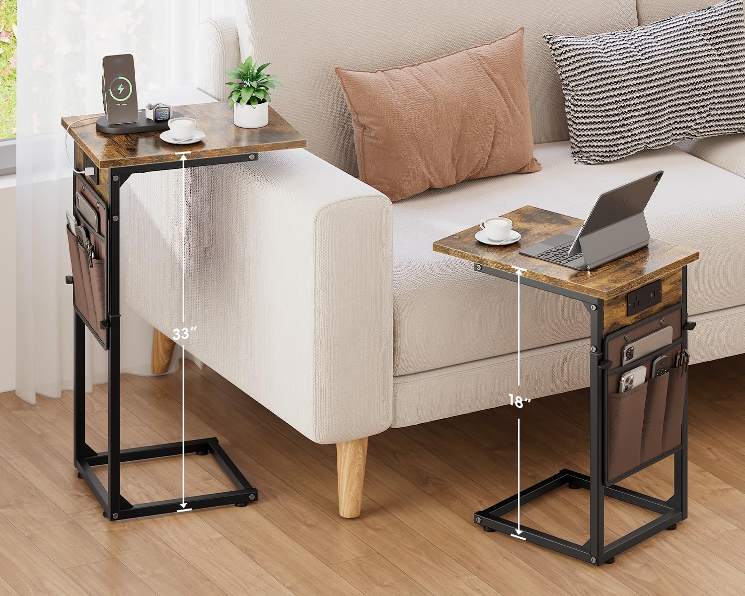 Vagusicc End Table height adjustment for tailored reach