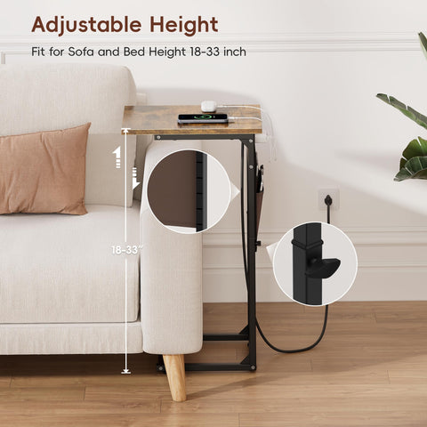 Vagusicc End Table fits between sofa and wall with slim footprint