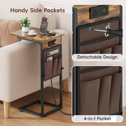Vagusicc End Table with long power cord for charging away from outlets