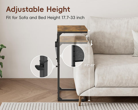 Vagusicc end table with storage pocket for remotes and magazines.