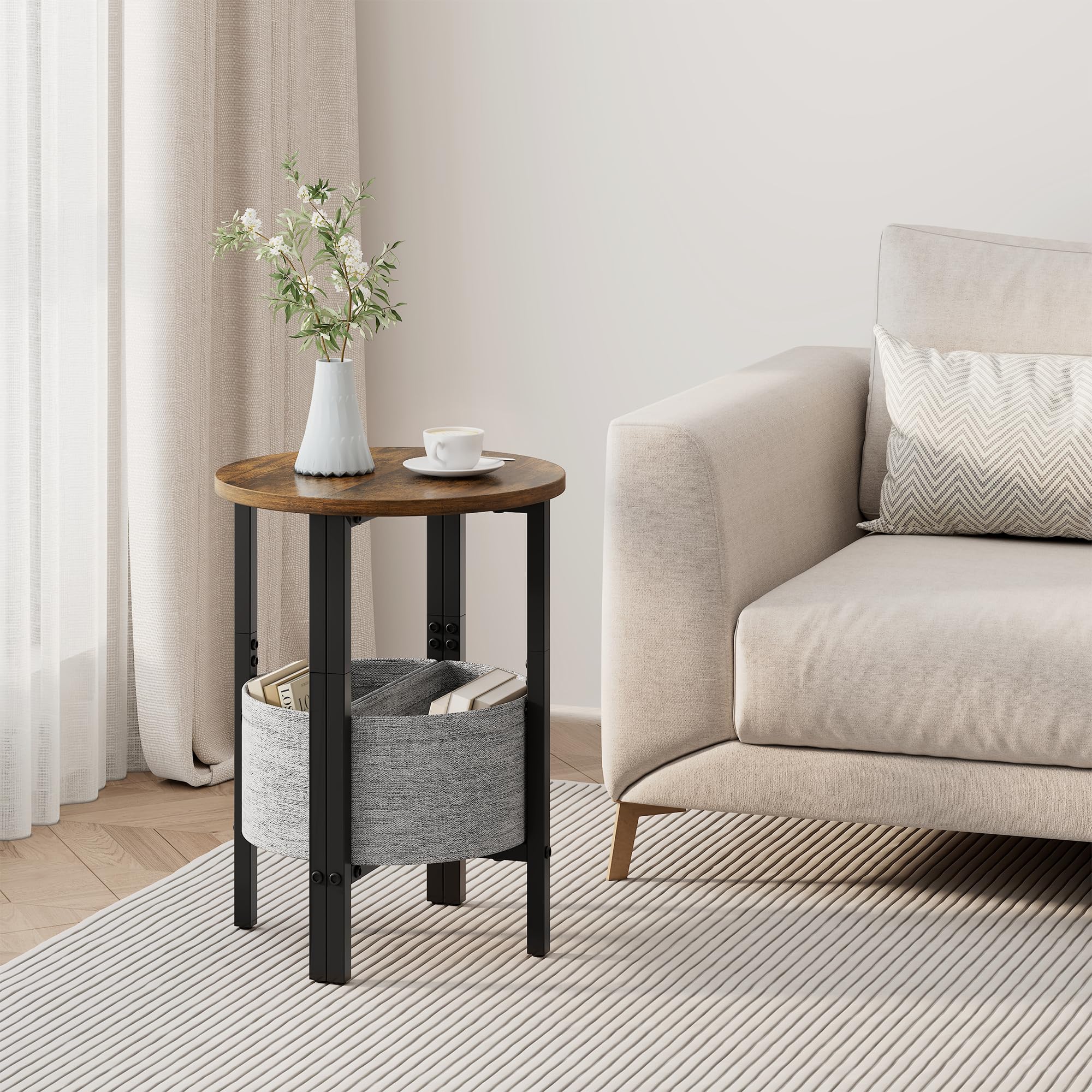 Vagusicc fabric storage basket adds linen texture and organization.
