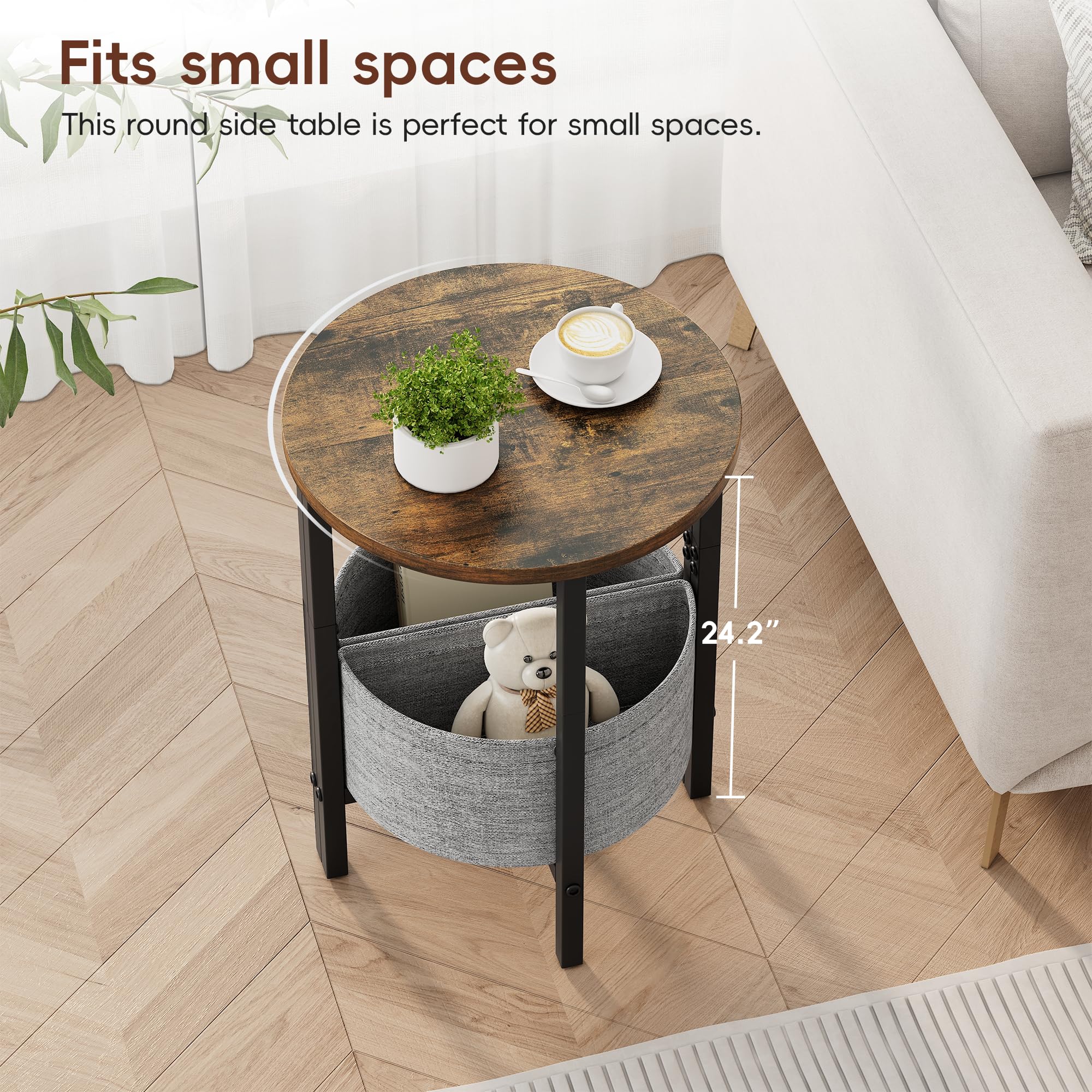 Vagusicc half-round coffee/end table with sleek lines for living rooms.