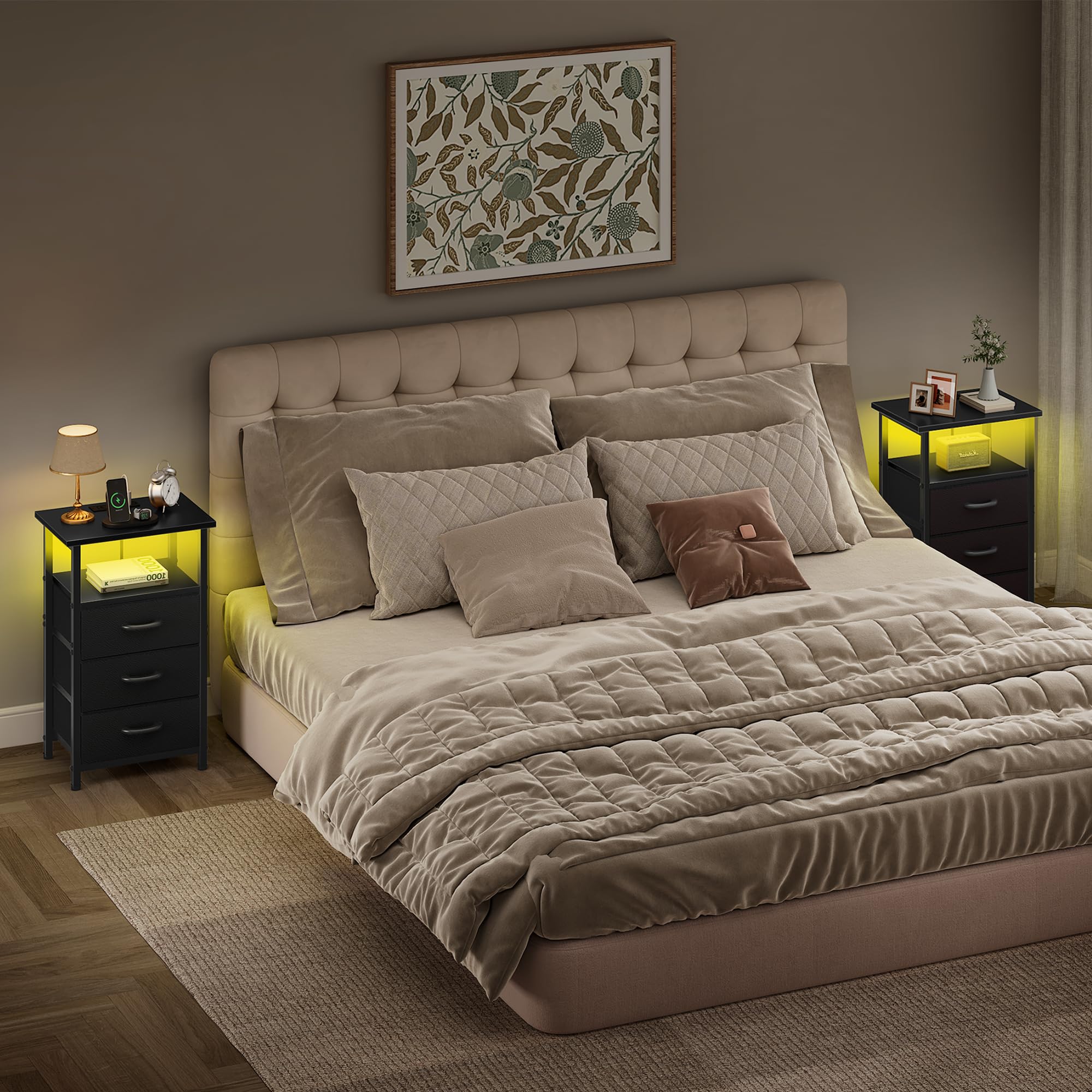 Vagusicc nightstand adjustable feet on uneven floors