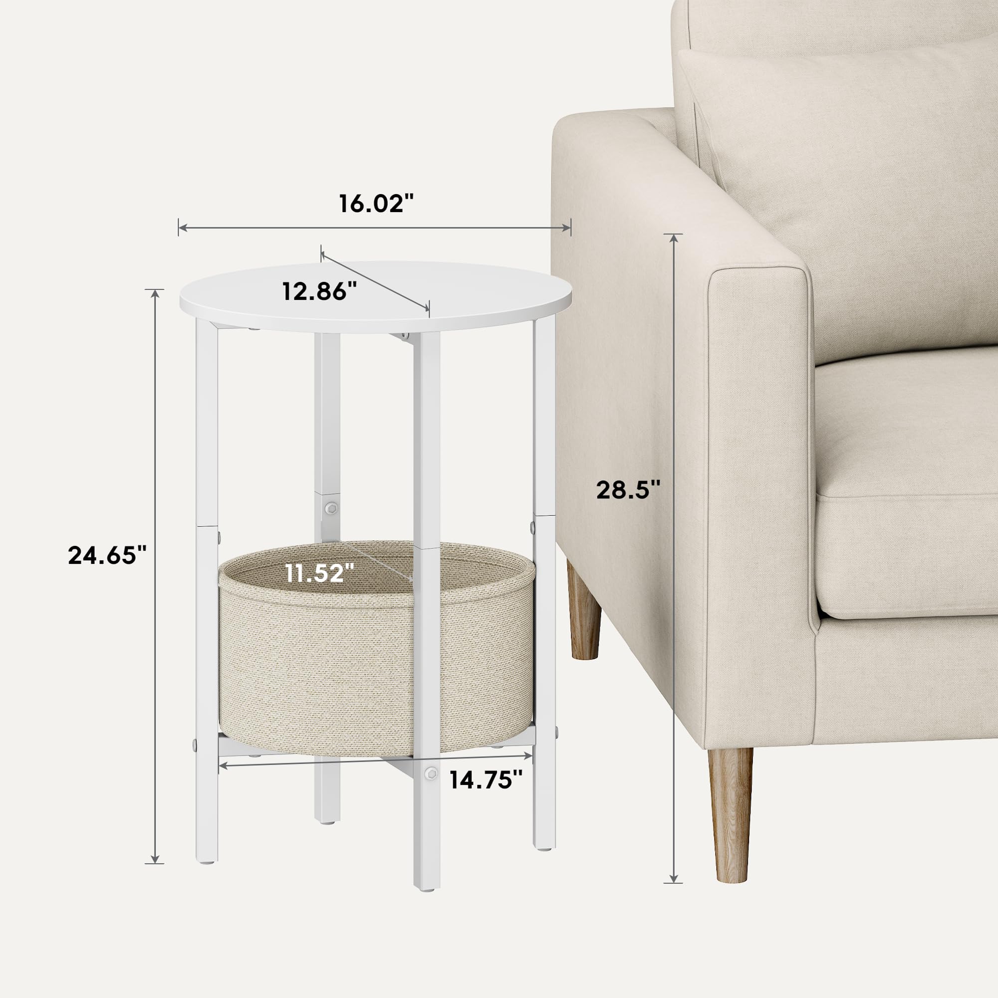 Vagusicc oval end table with sturdy frame supporting drinks and devices