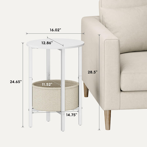 Vagusicc oval end table with sturdy frame supporting drinks and devices