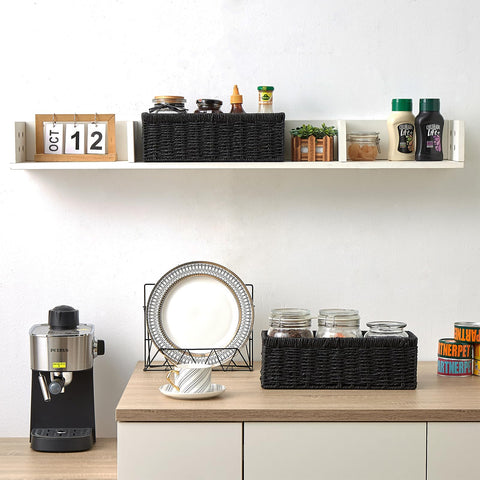 Vagusicc paper rope wicker basket used on a desk for compact storage.