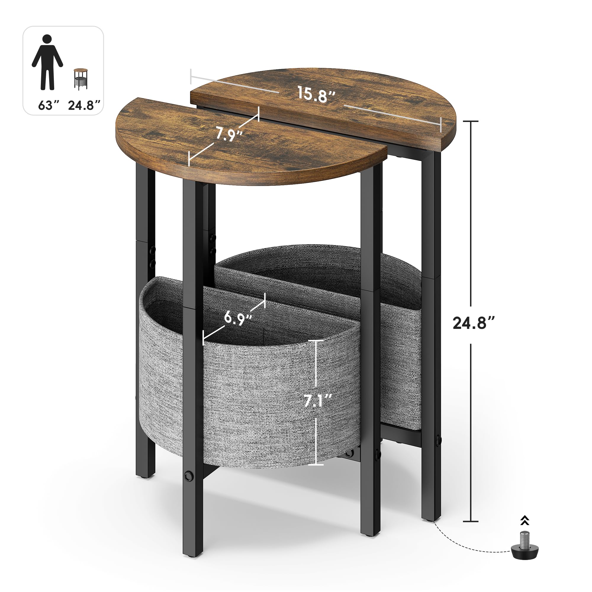 Vagusicc set of 2 half moon tables offers versatile pairing options.