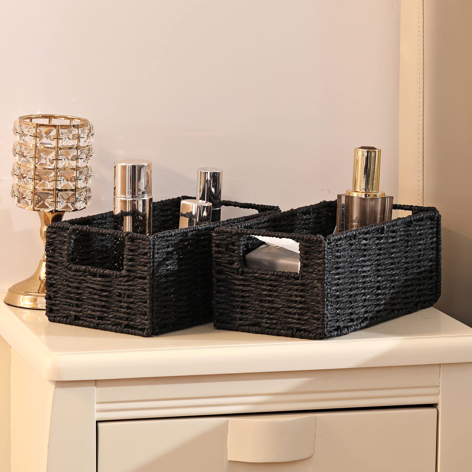 Vagusicc small bathroom organizer basket keeps toiletries within easy reach