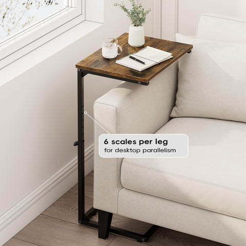 Vagusicc rustic-brown end table used as TV tray in living room