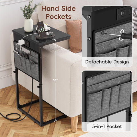 Vagusicc table with USB-C and AC outlets keeps devices charged