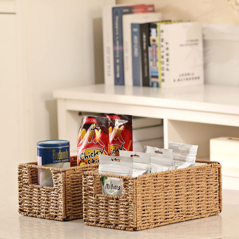 Vagusicc wicker storage basket foldable design saves space when not in use.