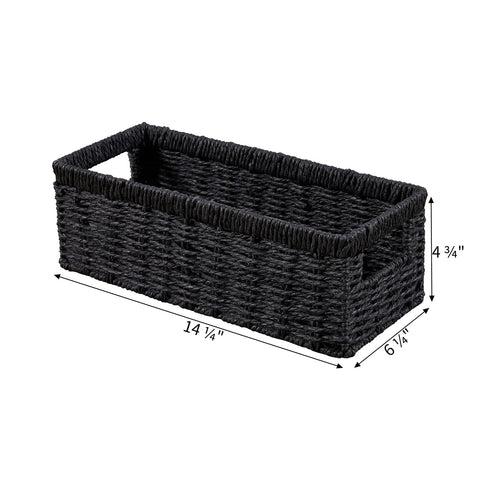 Vagusicc wicker storage basket on the toilet tank top for quick toilet paper reach.