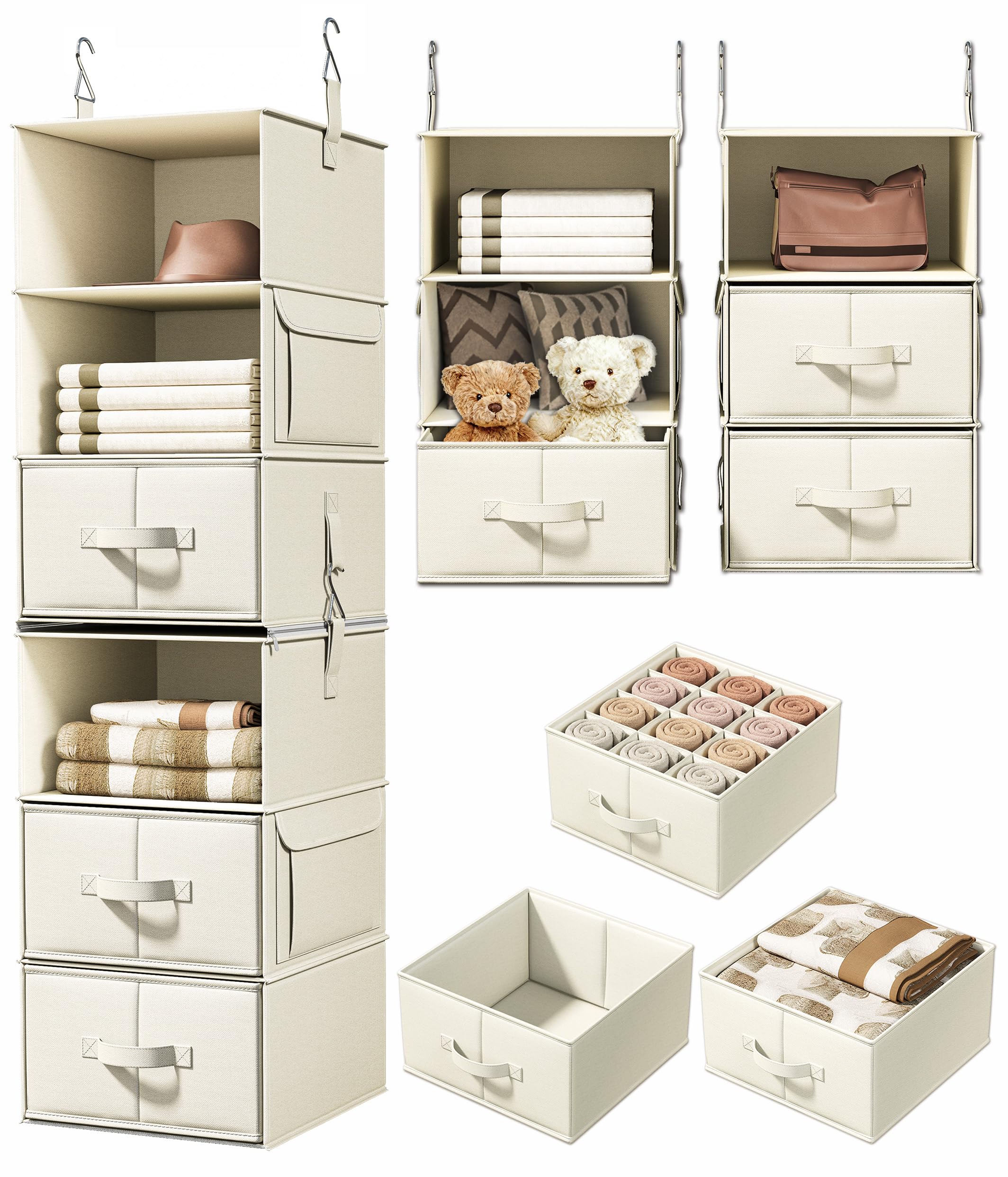 Vailando 6-shelf hanging organizer keeps wardrobe organized.