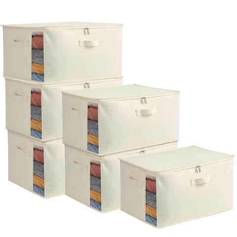 Vailando 6-Pack Canvas Storage Bags for organized closet storage and quick item viewing.