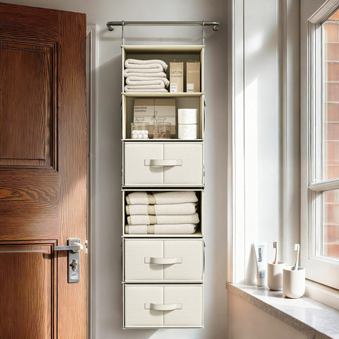 Vailando beige finish blends with nurseries, dorms, and bedrooms.