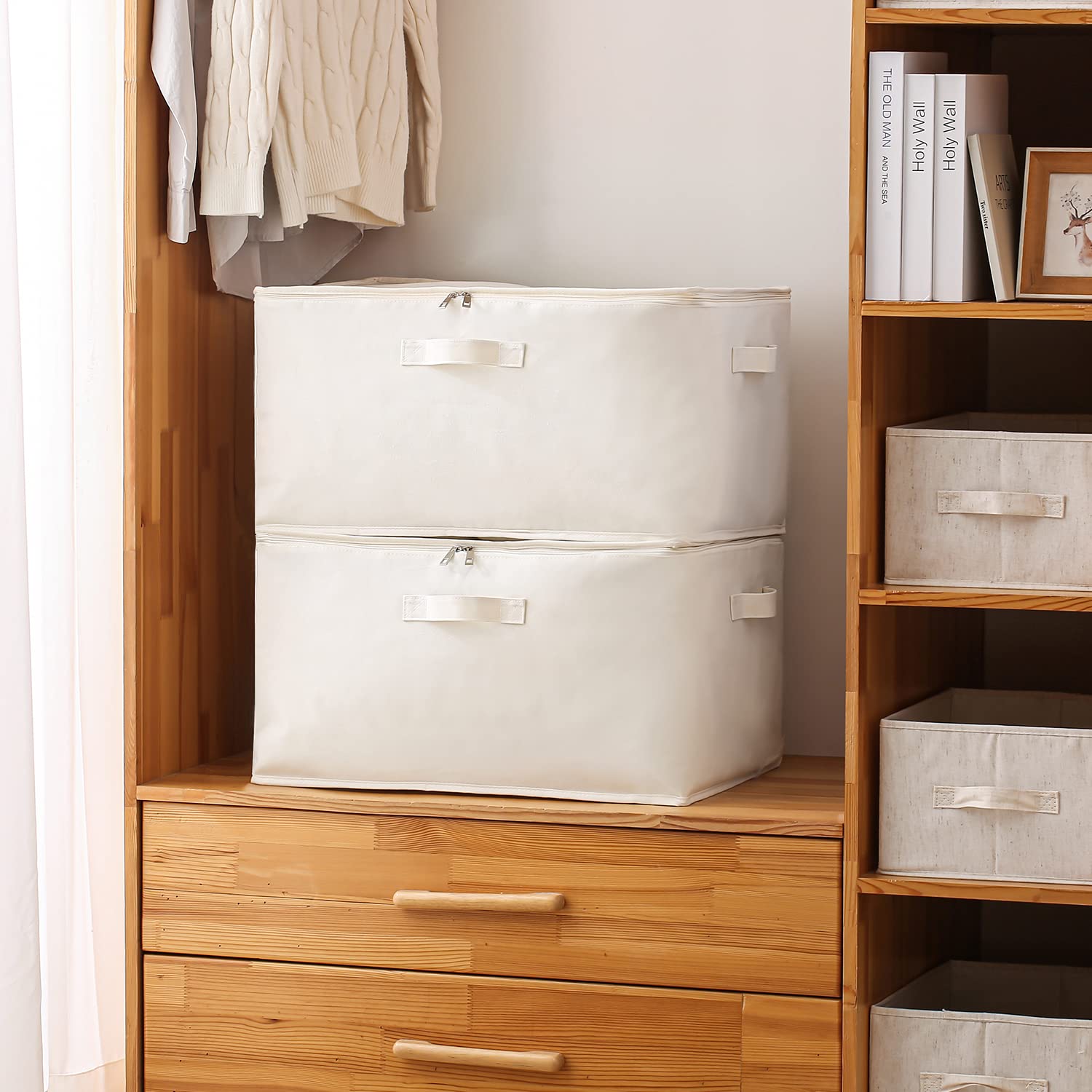 Vailando Blanket and Sweater Storage for bulk items neatly stowed.