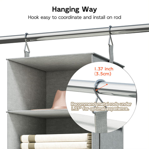 Vailando fits standard closets with 46 inch height and 40 lb capacity.