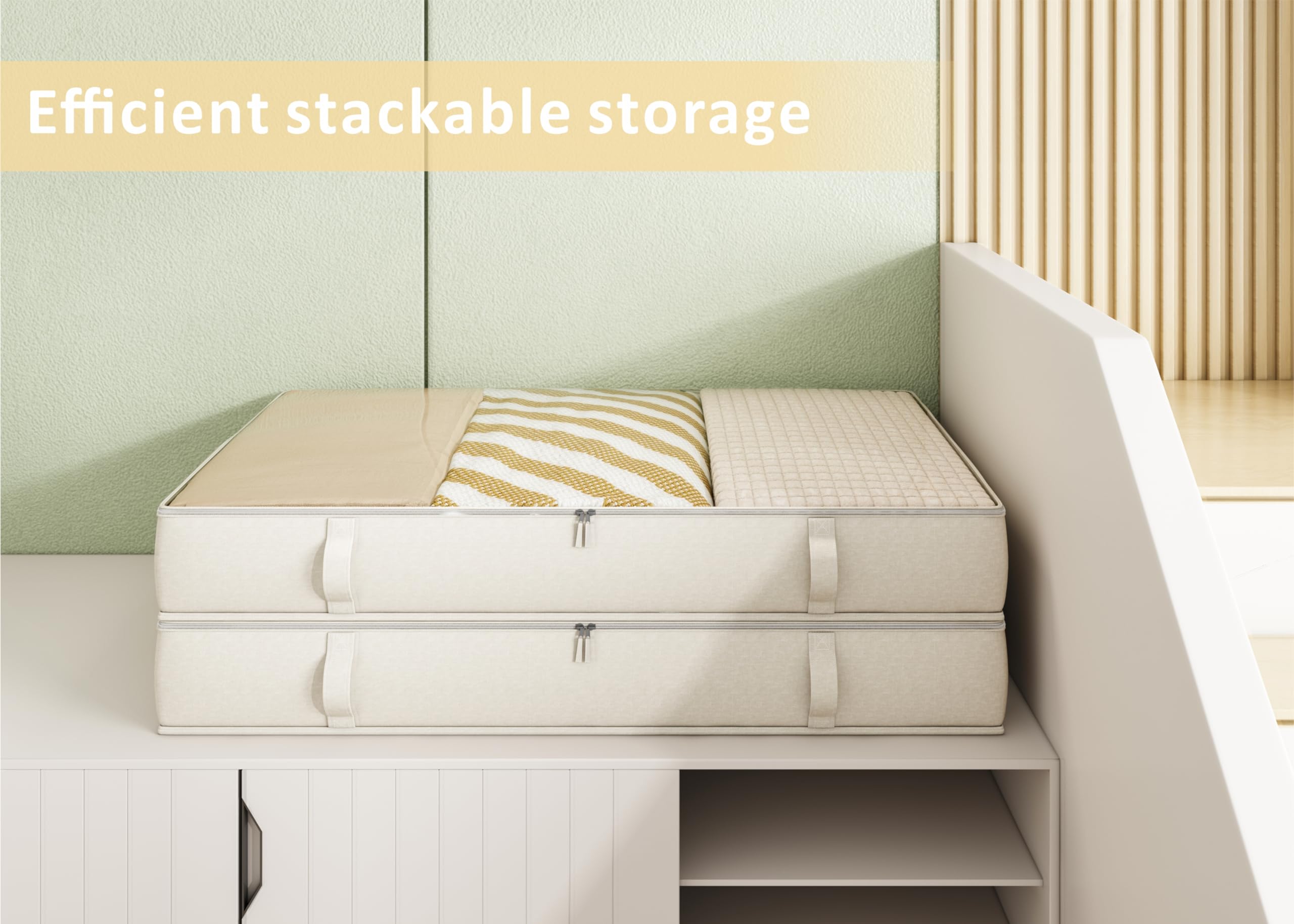 Vailando linen fabric under-bed bin keeps items breathable and organized.