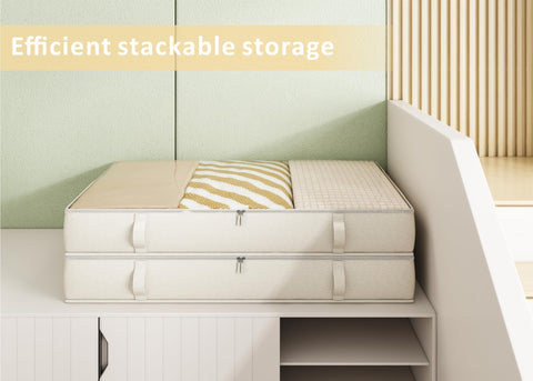 Vailando linen fabric under-bed bin keeps items breathable and organized.