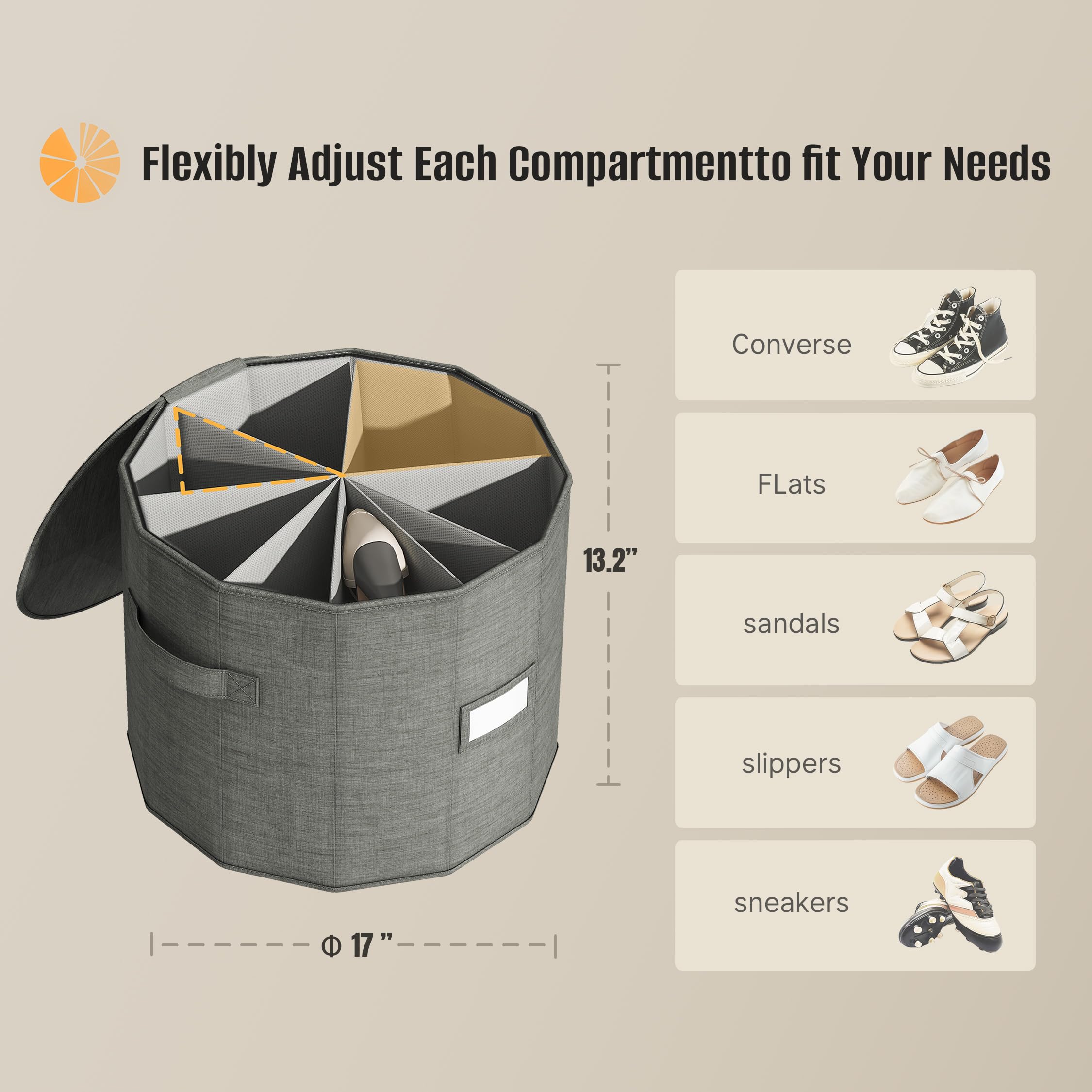 Vailando round footprint fits corners for efficient closet organization
