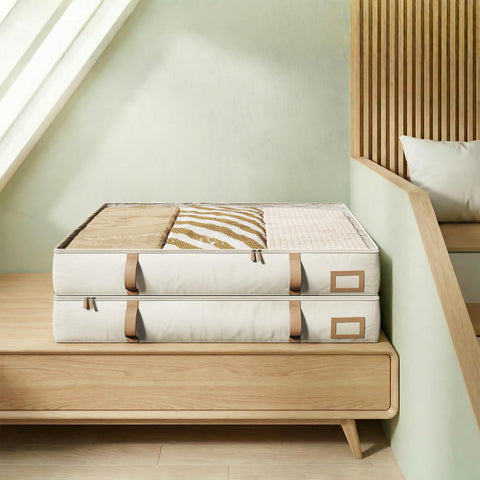 Vailando under-bed storage material closeup shows durable linen fabric