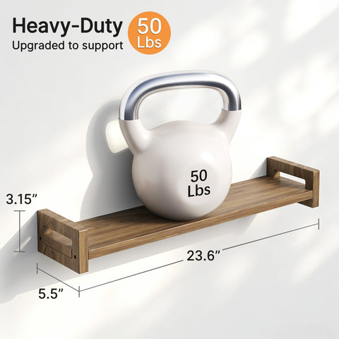 Vailando wall-mounted shelves walnut finish for a classic rustic look and versatile display.