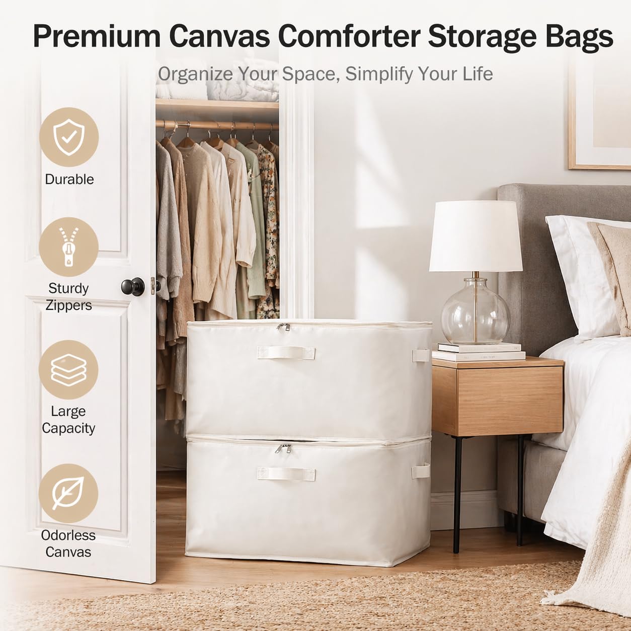Vailando water-resistant cotton canvas storage bags interior protects textiles