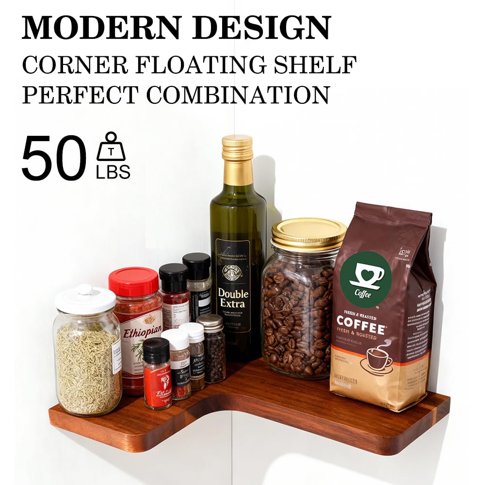 Vainaive wall mount shelves in a kitchen for jars and spices