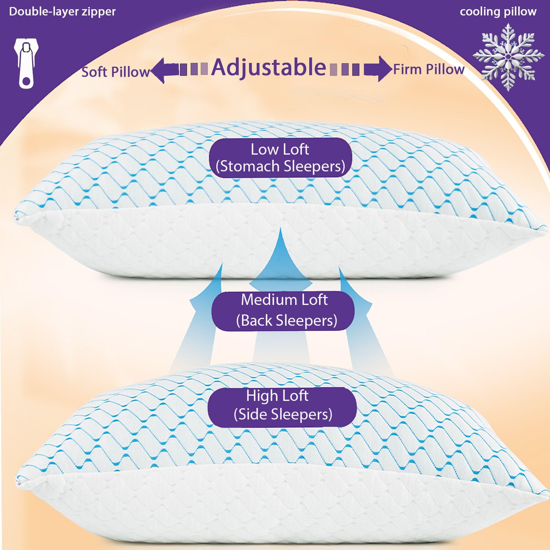VAINOC memory foam pillow ergonomic design supports neck alignment during sleep