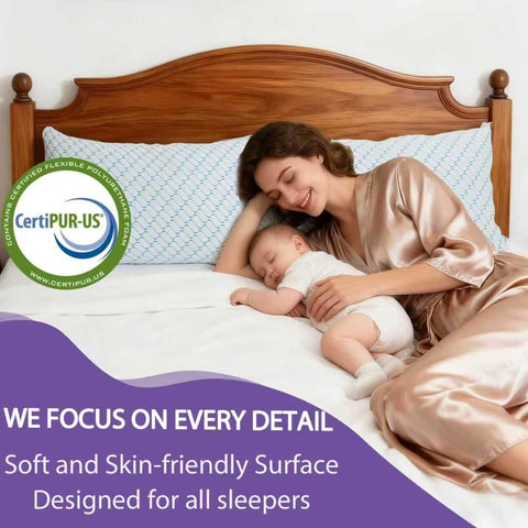 VAINOC memory foam pillow ice silky fabric close-up highlights cooling surface
