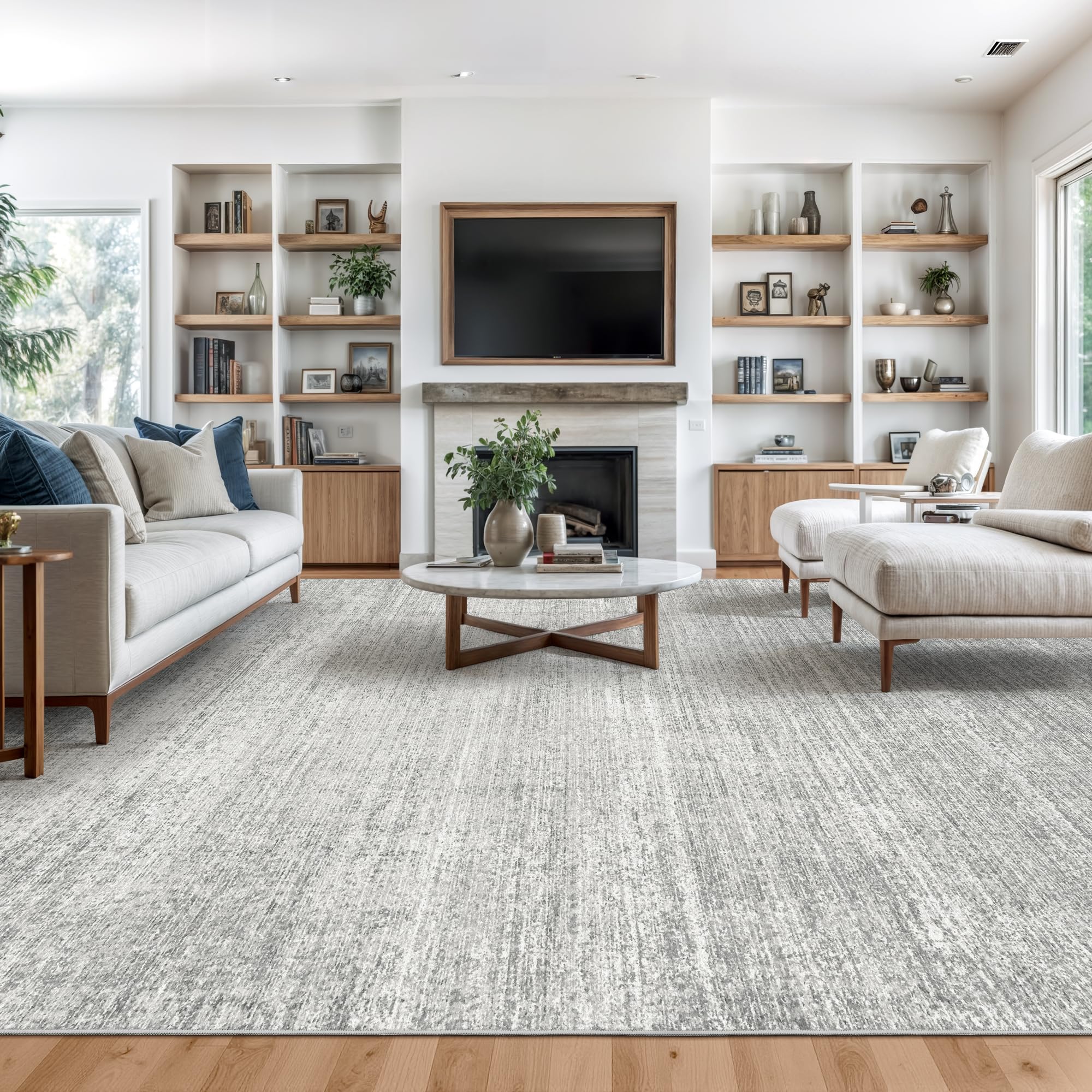 Valenrug Washable Rug 5x7 in grey demonstrates soft texture and stain resistance for living rooms.
