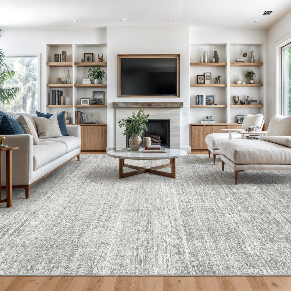 Valenrug Washable Rug 5x7 in grey demonstrates soft texture and stain resistance for living rooms.