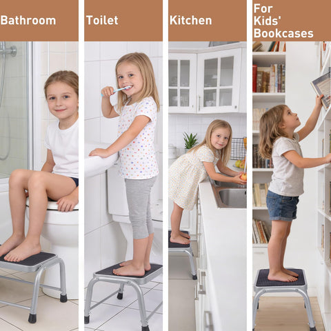 Valeo step stool stored beside a closet for easy access.