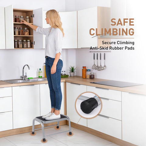 Valeo step stool used in the kitchen for reaching high cabinets.