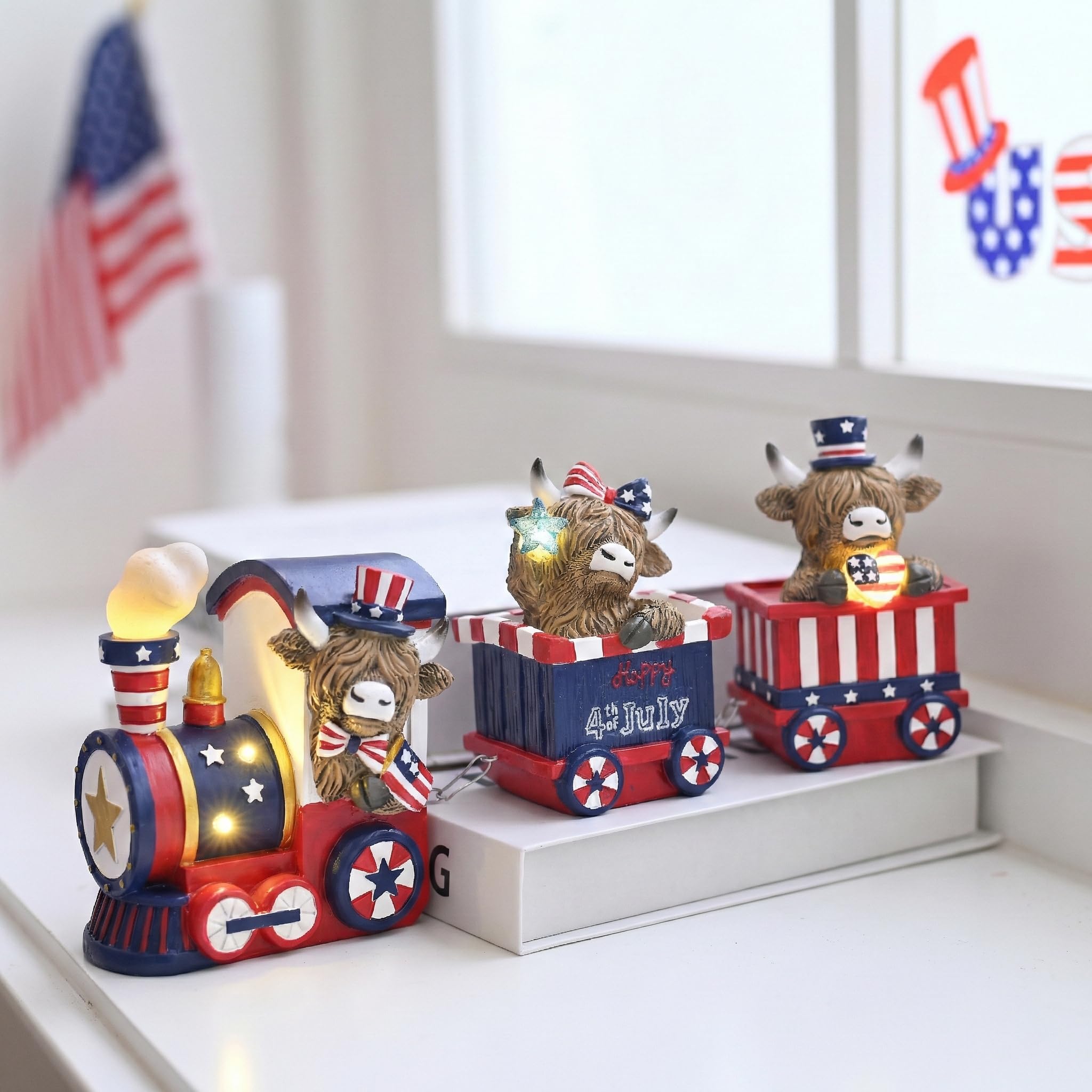 Valery Madelyn American flag cow figurine adds patriotic flair to gatherings