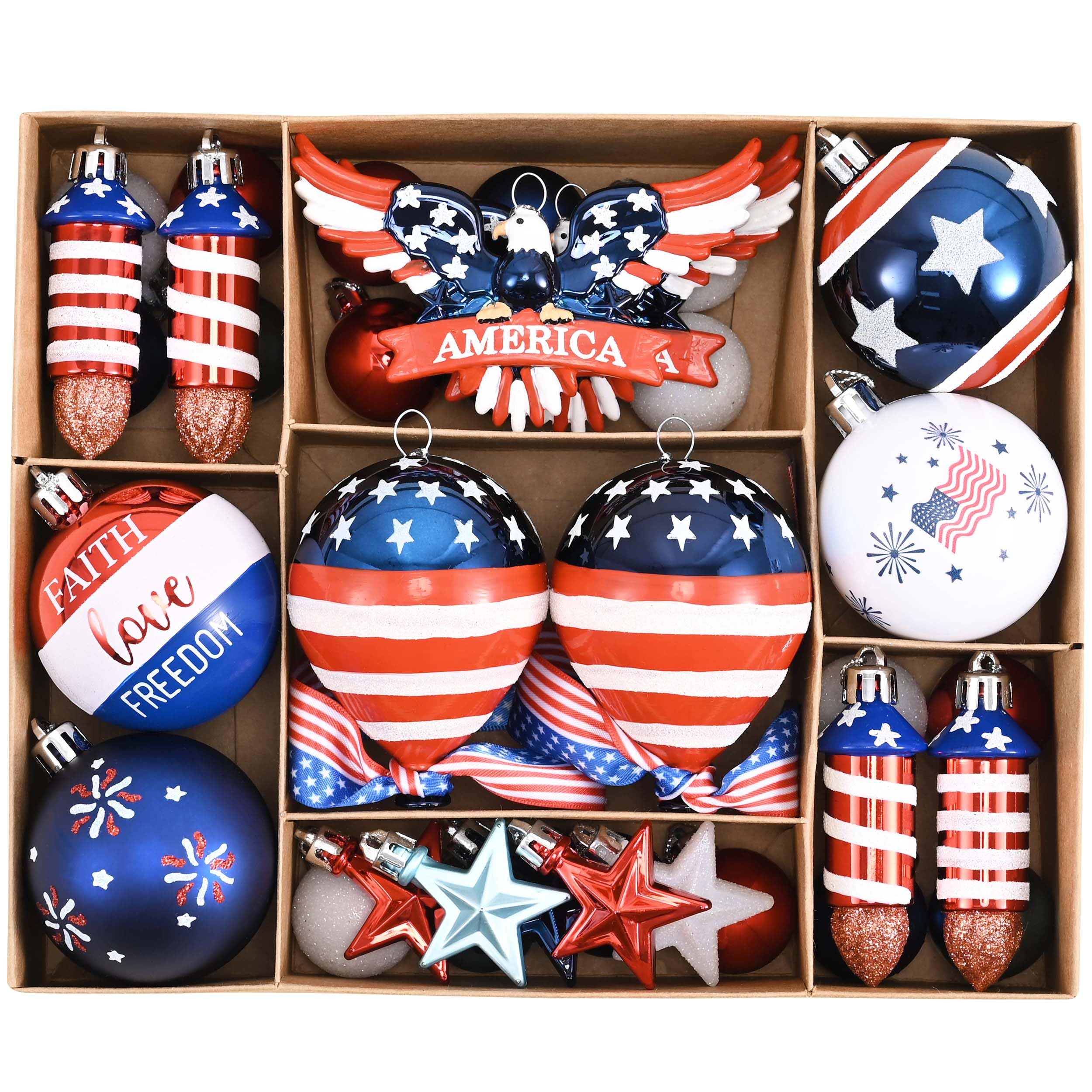 Valery Madelyn eagle ornament for patriotic decor, ideal for Independence Day.