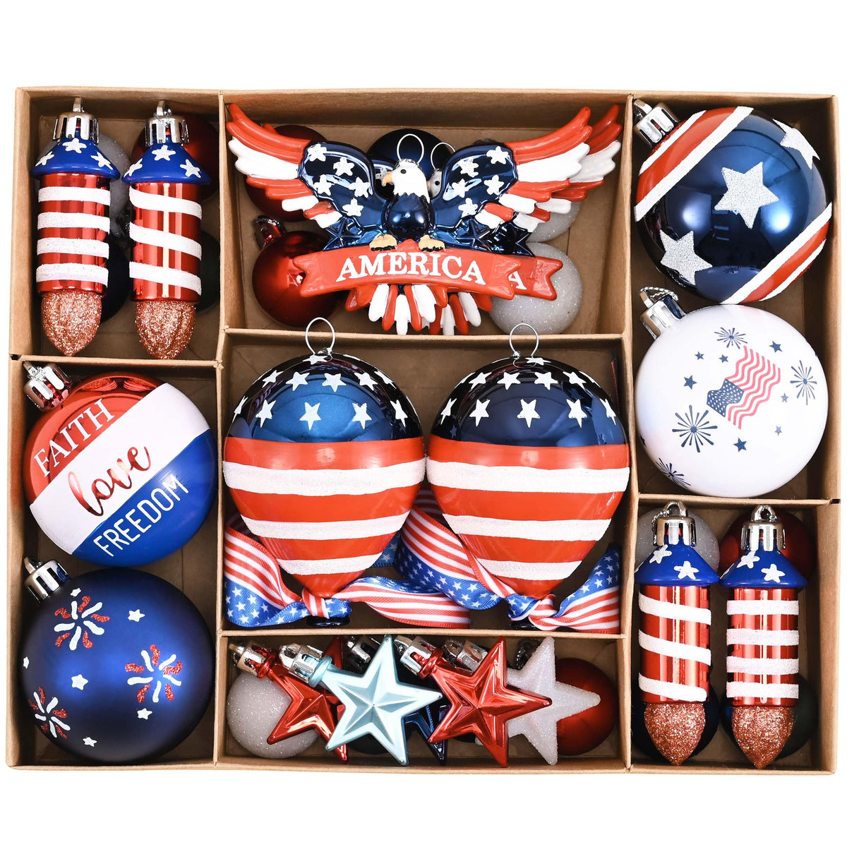 Valery Madelyn eagle ornament for patriotic decor, ideal for Independence Day.