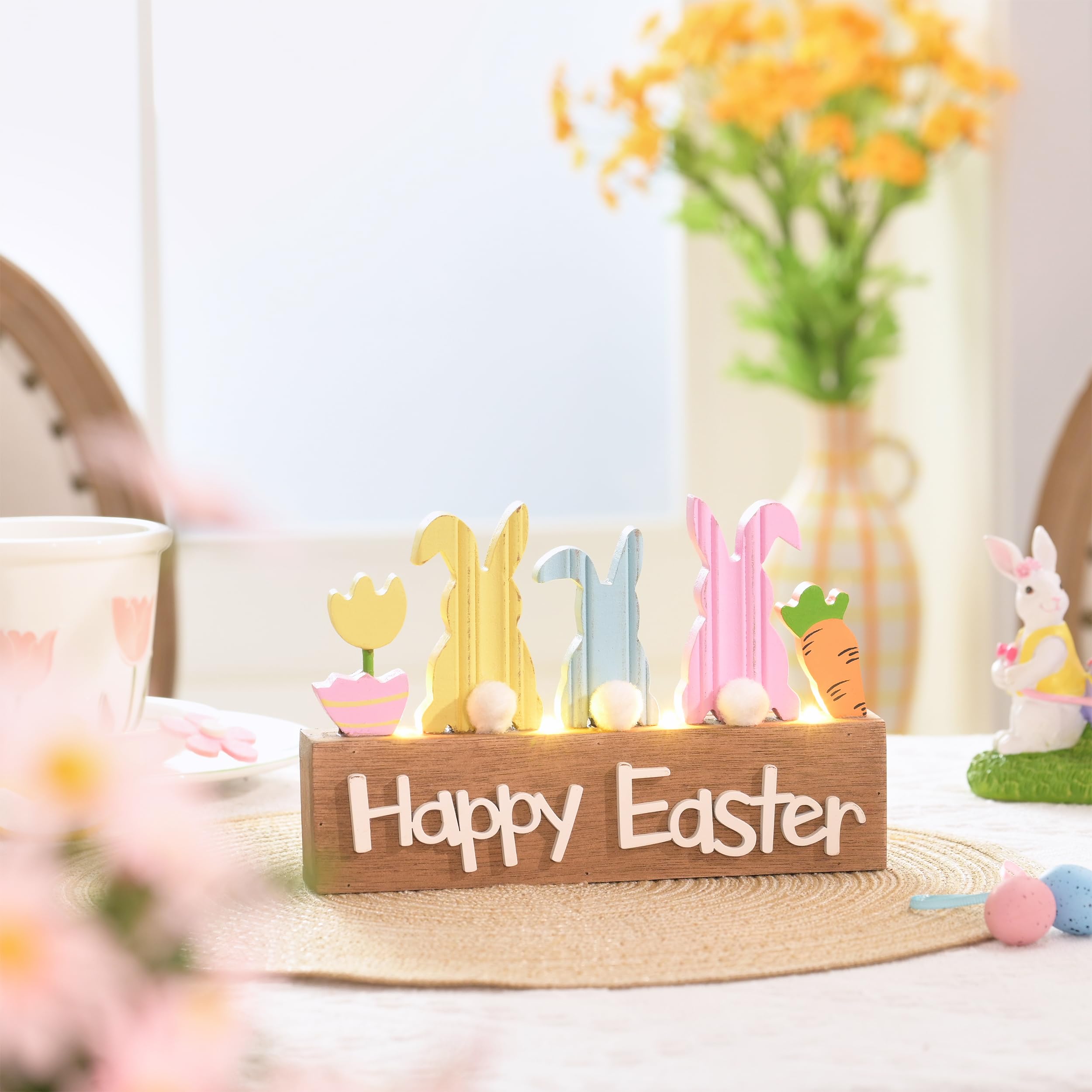 Valery Madelyn Happy Easter sign detail adds texture and charm