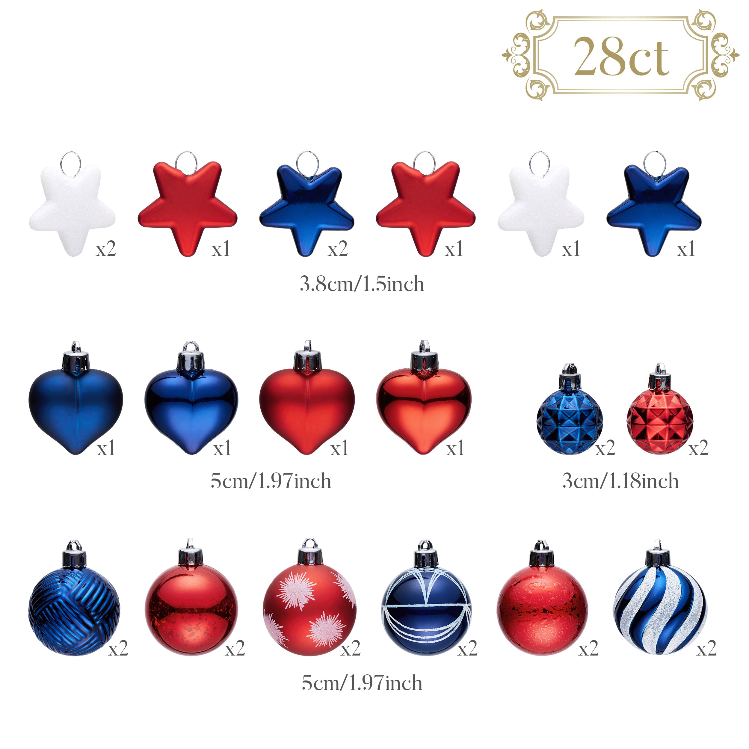 Valery Madelyn heart-pattern ornament in red white blue for seasonal display