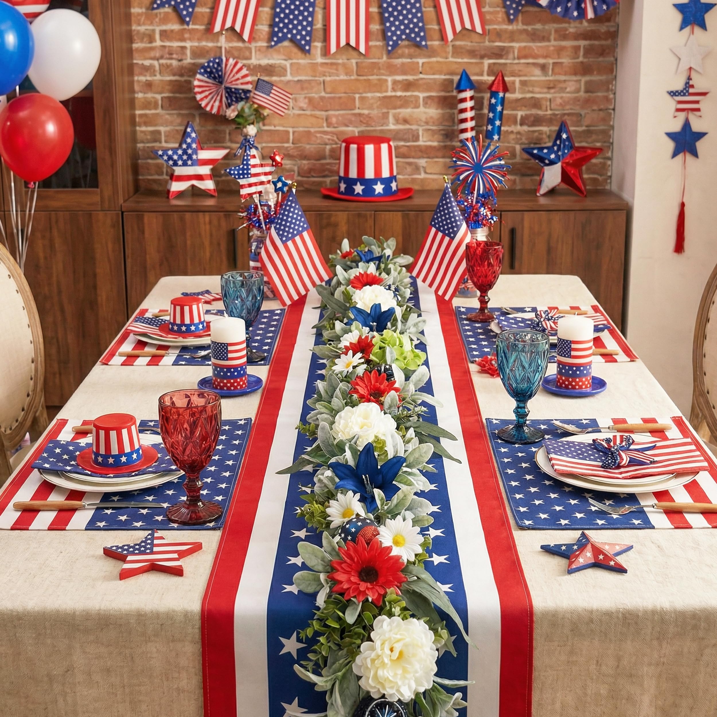 Valery Madelyn patriotic garland suited for indoor and outdoor spaces.
