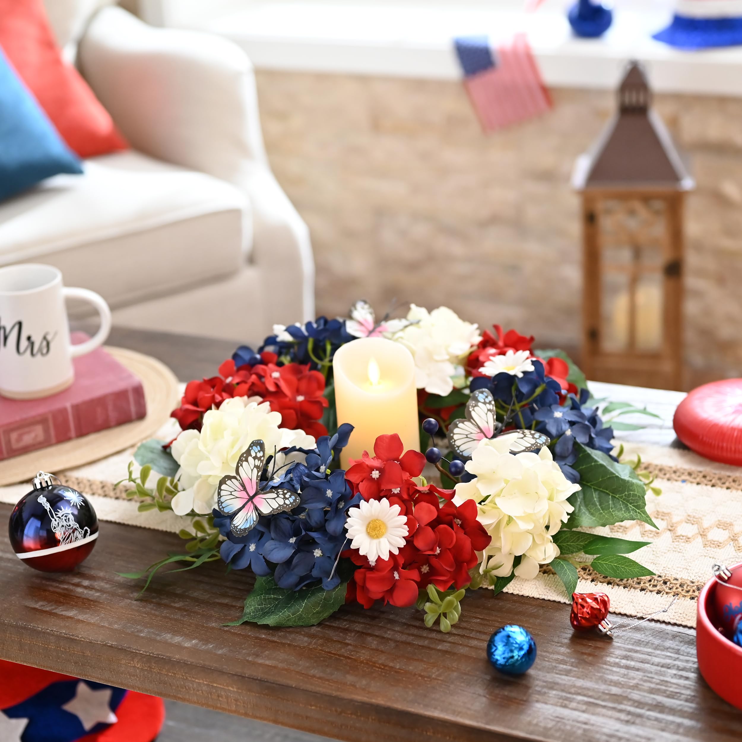 Versatile Valery Madelyn wreath for indoor or outdoor patriotic display