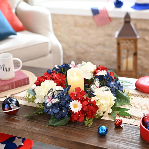 Versatile Valery Madelyn wreath for indoor or outdoor patriotic display