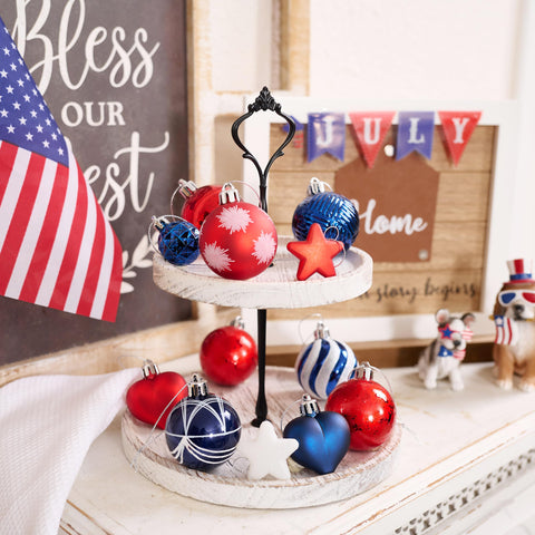 Valery Madelyn mercury-finish patriotic ball ornament with vintage shine